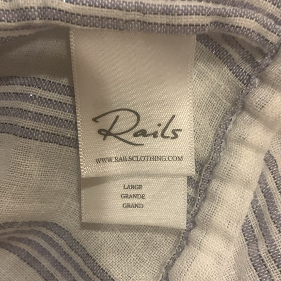 NWOT Rails Marti Cayman Stripe White Linen Blend Long Sleeve Blouse Size Large - Picture 13 of 16